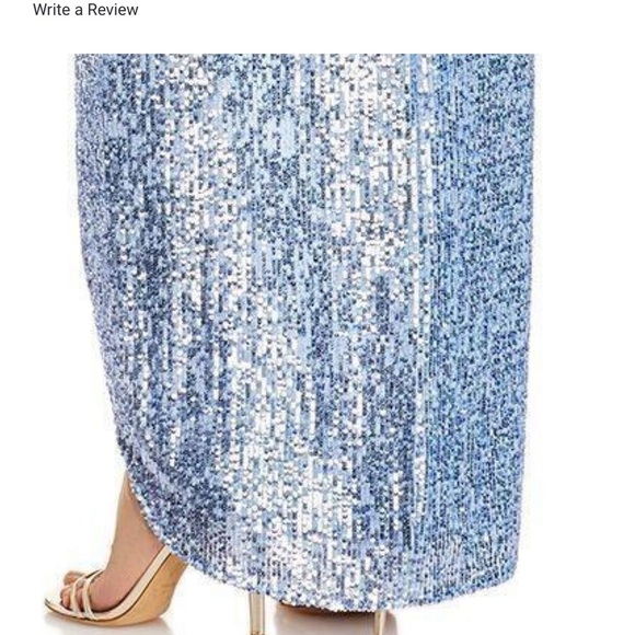 Aqua Women’s Formal Dress Size 8 Blue Allover Sequins Long Wrap Evening Gown NWT - Picture 10 of 13